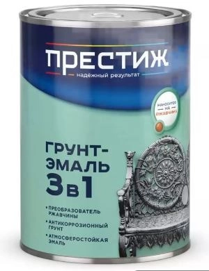 Грунт-эмаль по ржавчине 3 в 1 Престиж черная быстросохнущ 0,9 кг / 6