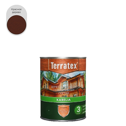 Деревозащитный декоративный состав Terratex KARELIA крас, дерево 0,75 кг / 0,9 л /  14