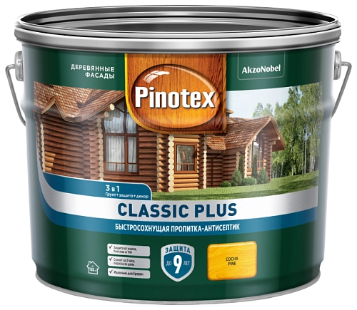 Пропитка-антисептик Pinotex Classic Plus 3 в 1 сосна 9 л / 1