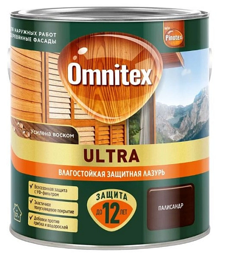 Влагостойкая лазурь для наружных работ Omnitex Ultra палисандр 2,5 л