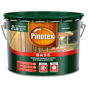 Грунт-антисептик для защиты древисины Pinotex Base 9 л / 1