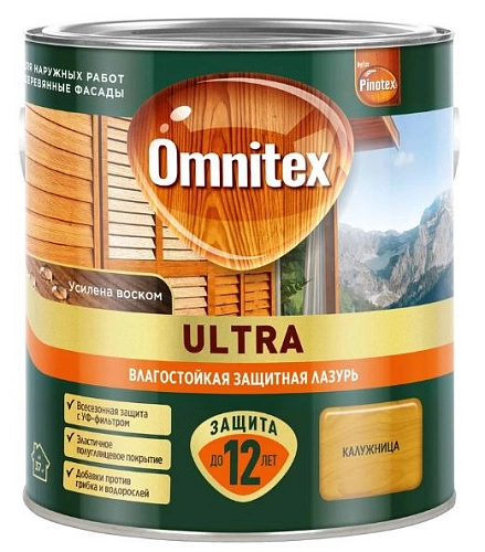 Влагостойкая лазурь для наружных работ Omnitex Ultra калужница 2,5 л