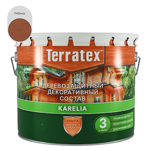 Деревозащитный декоративный состав Terratex KARELIA рябина 7,5 кг / 9 л / 1