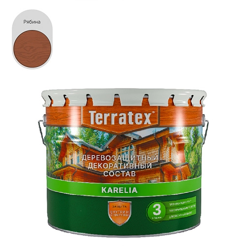 Деревозащитный декоративный состав Terratex KARELIA рябина 2,25 кг / 2,7 л / 4