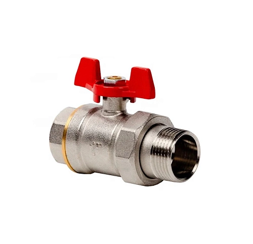 Кран шаровой РТП PN40 40958 Ø1/2" в-н с полусгоном ручка бабочка латунь никель /60