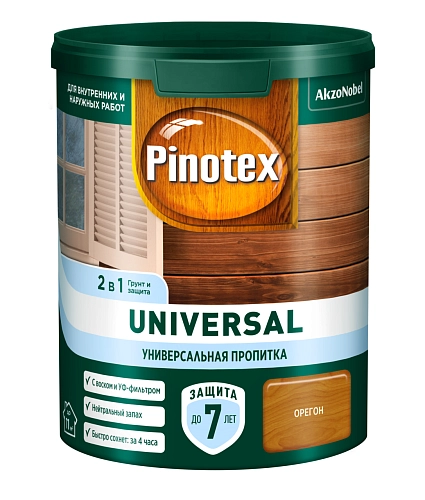 Пропитка для защиты древесины Pinotex Universal 2 в 1 орегон 0,9 л / 1