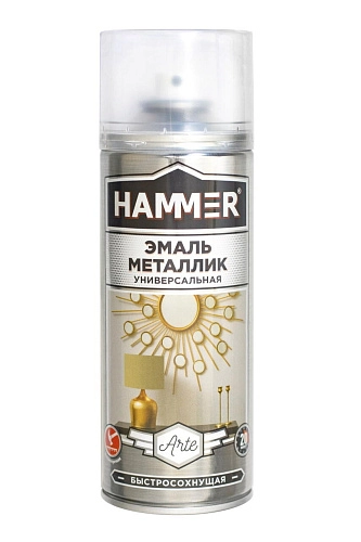 Эмаль универсальная металлик HAMMER хром аэроз 520 мл / 0,27 кг / 12