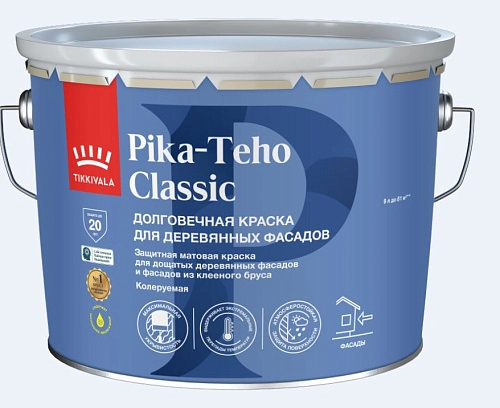 Краска для деревянных фасадов Tikkurila Pika-Teho Classic База С мат 9 л / 1