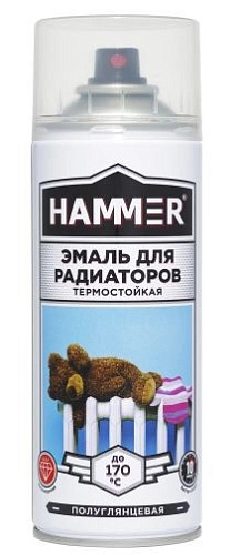 Эмаль для радиаторов акриловая HAMMER белая аэроз 520 мл / 0,27 кг / 12