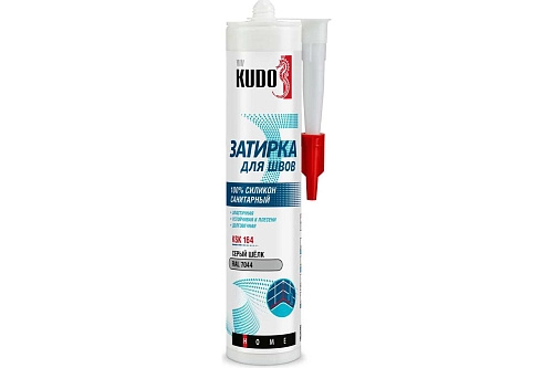 Герметик-затирка для швов Kudo KSK-164 силиконовый санитарный RAL 7044 серый шёлк 280 мл / 6