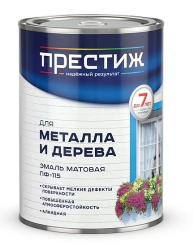 Эмаль для метелла и дерева Престиж ПФ-115 белая матовая 1,9 кг / 6
