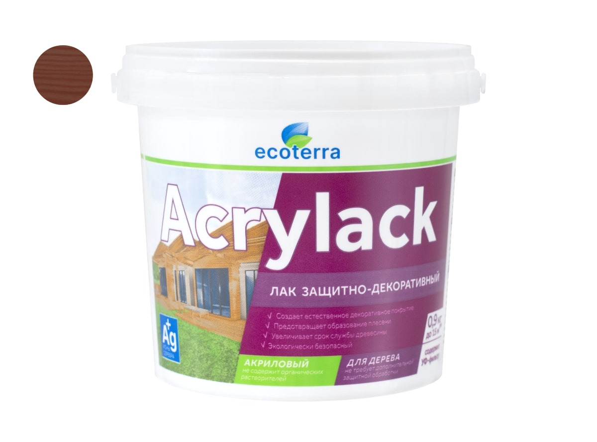 Лак защитно-декоративный водный ECOTERRA палисандр 0,9 кг / 12