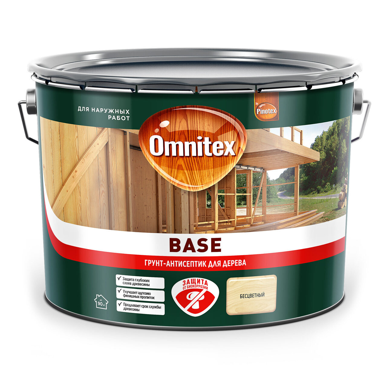 Грунт-антисептик для дерева Omnitex Base 9 л