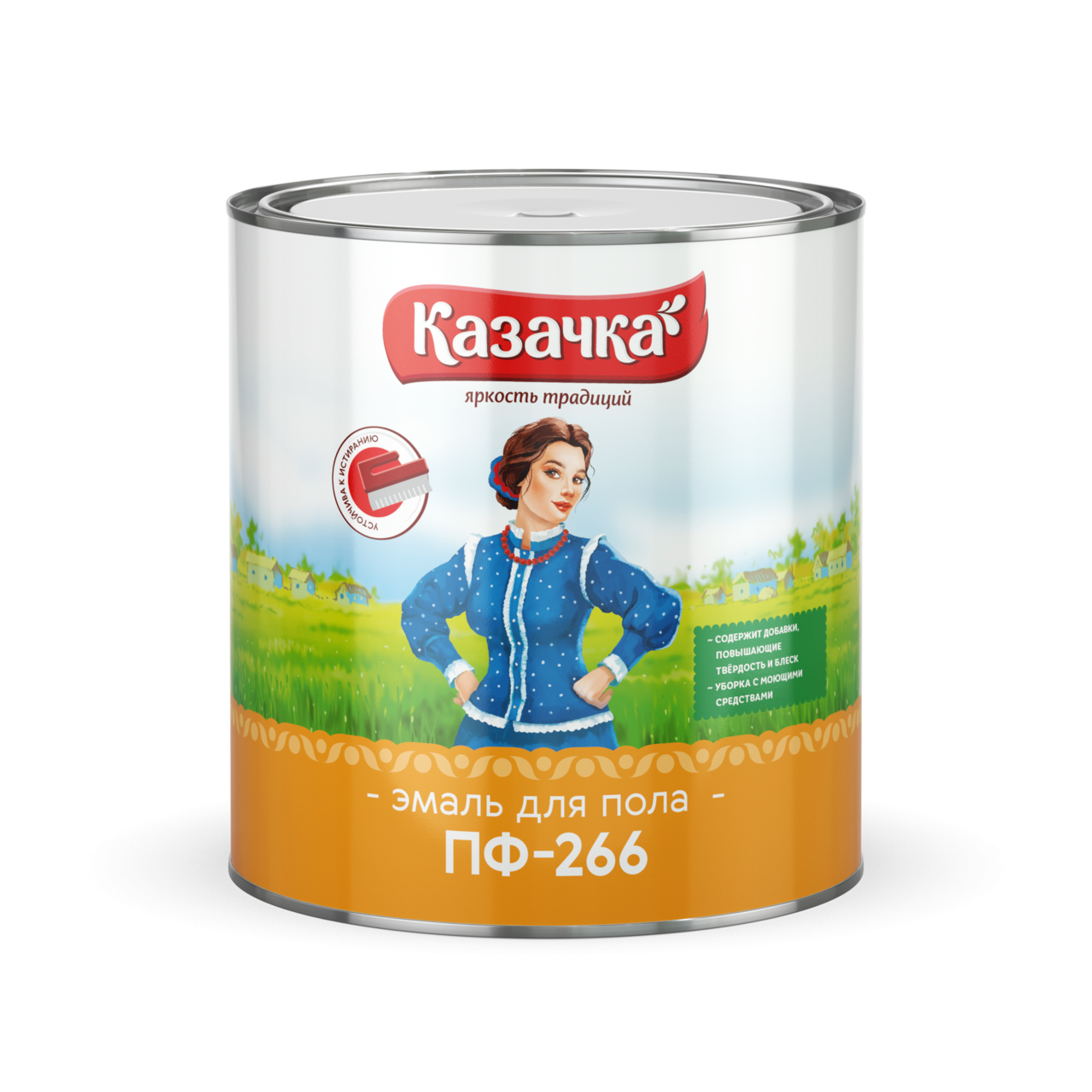 Эмаль для пола Казачка ПФ-266 красно-коричневая 2,8 кг / 6
