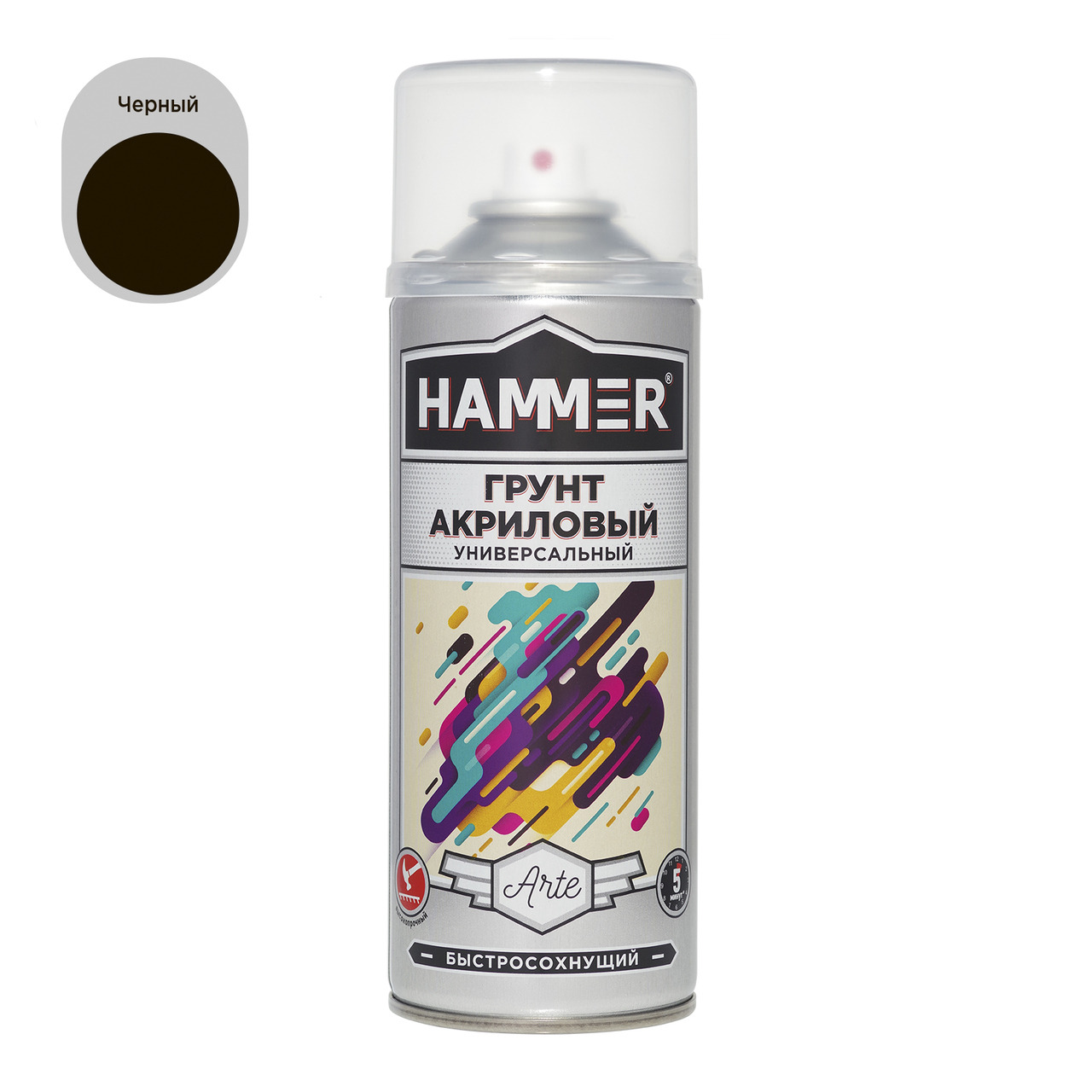 Грунт акриловый HAMMER чёрный аэроз, 520мл / 0,27кг / 12