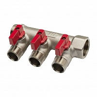 Коллектор Aqualink 02424 Ø3/4" на 2 выхода Ø1/2" с кранами наруж. резьба, 2/30