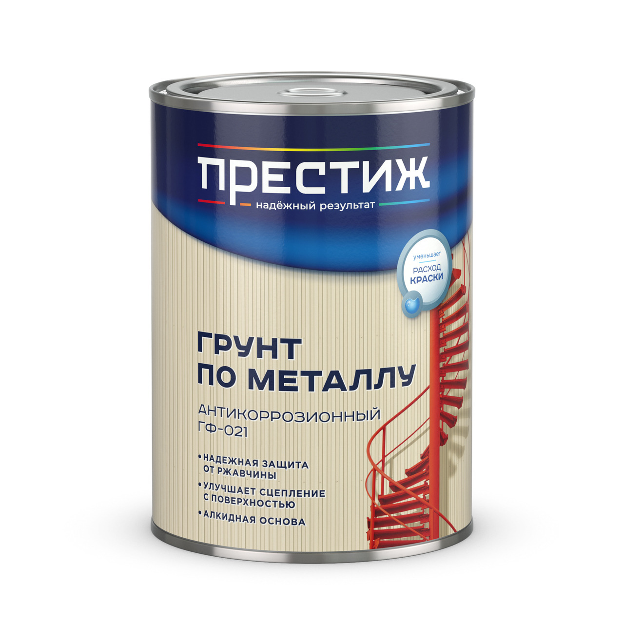 Грунт по металлу Престиж ГФ-021 антикоррозионный стандарт серый мат 0,9 кг / 14