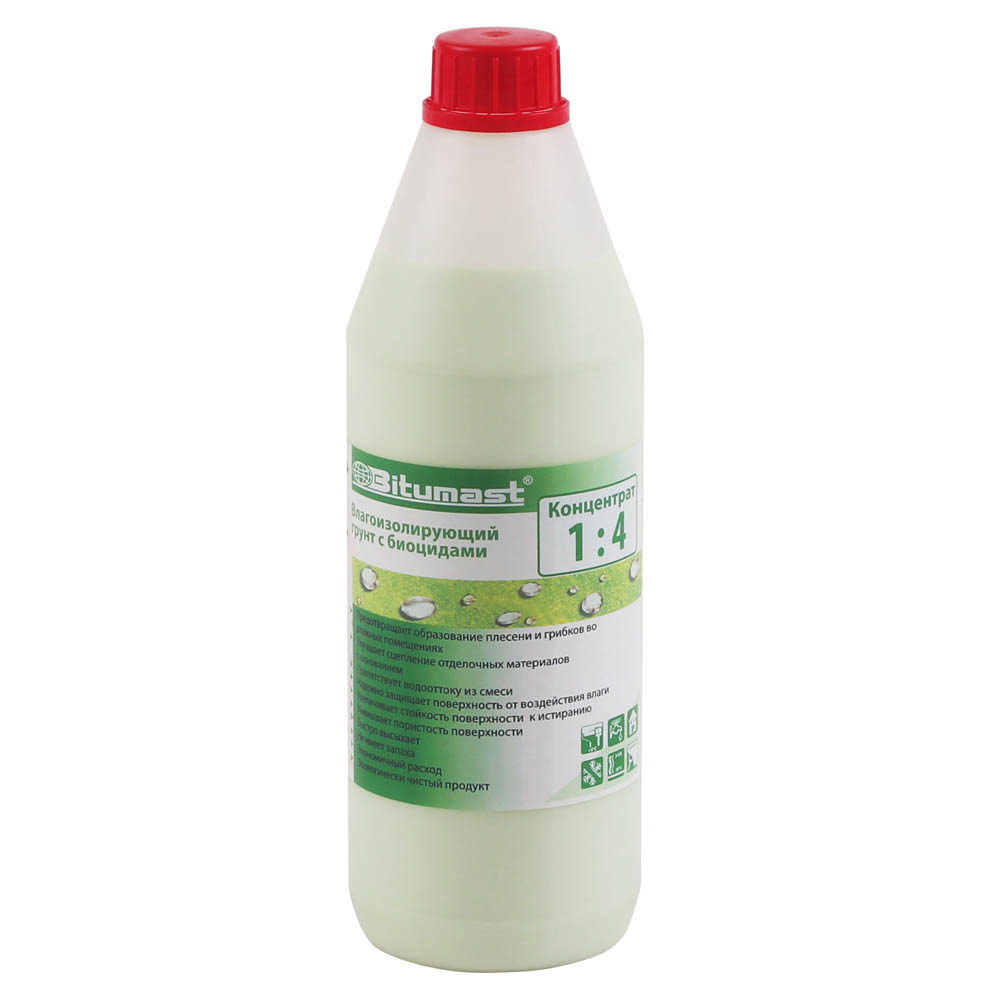 Грунт с биоцидами Bitumast Antiseptic конц. 1:4 влагоизолирующий 1 л / 12