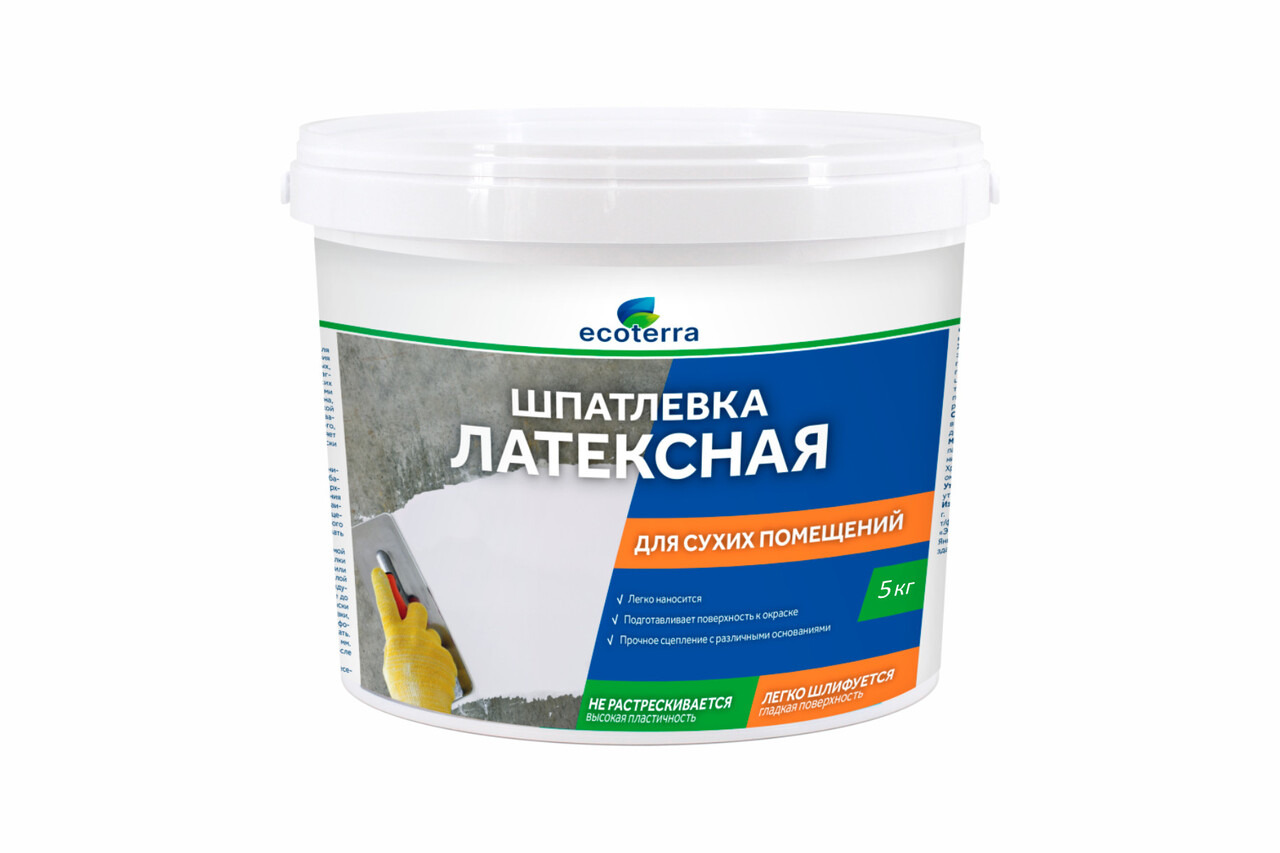 Шпатлевка для сухих помещений ECOTERRA латексная 5 кг / 1