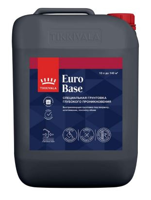 Грунтовка акриловая Tikkurila Euro Base быстросохнущая противогрибковая 0,9 л / 20