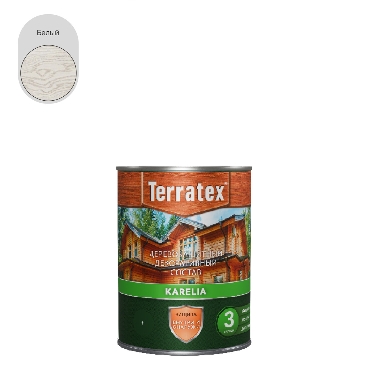 Деревозащитный декоративный состав Terratex KARELIA белый 0,75 кг / 0,9 л / 14
