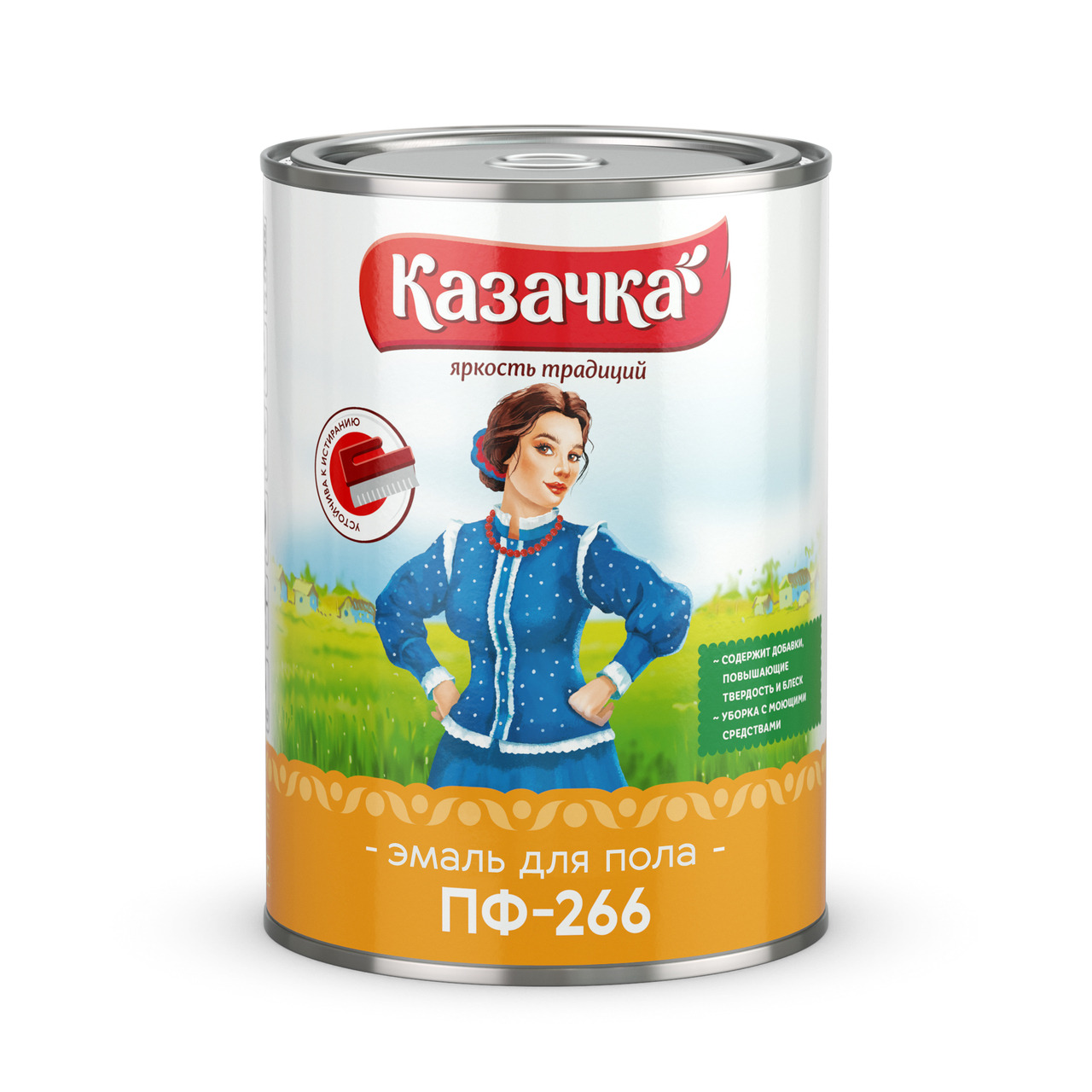 Эмаль для пола Казачка ПФ-266 желто-коричневая 1,9 кг/6
