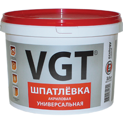 Шпатлевка для нар/внут работу ВГТ универсальная влагостойкая 3,6 кг / 4