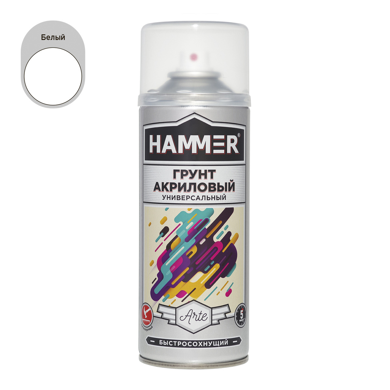 Грунт акриловый HAMMER белый аэроз, 520мл / 0,27кг / 12