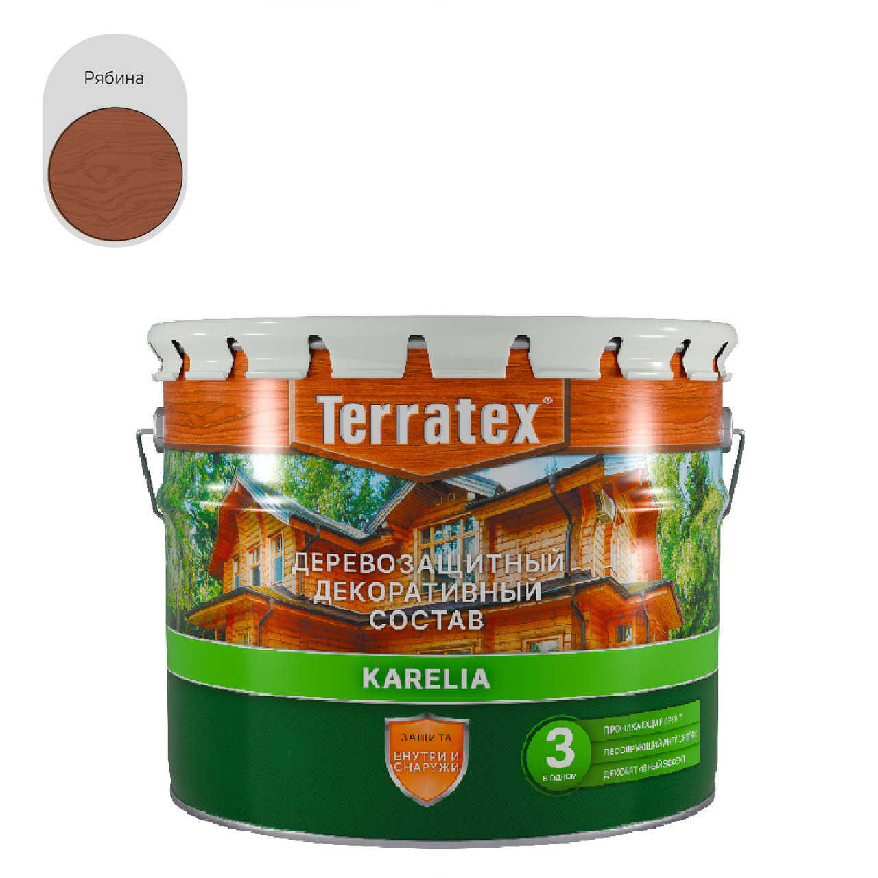 Деревозащитный декоративный состав Terratex KARELIA рябина 2,25 кг / 2,7 л / 4