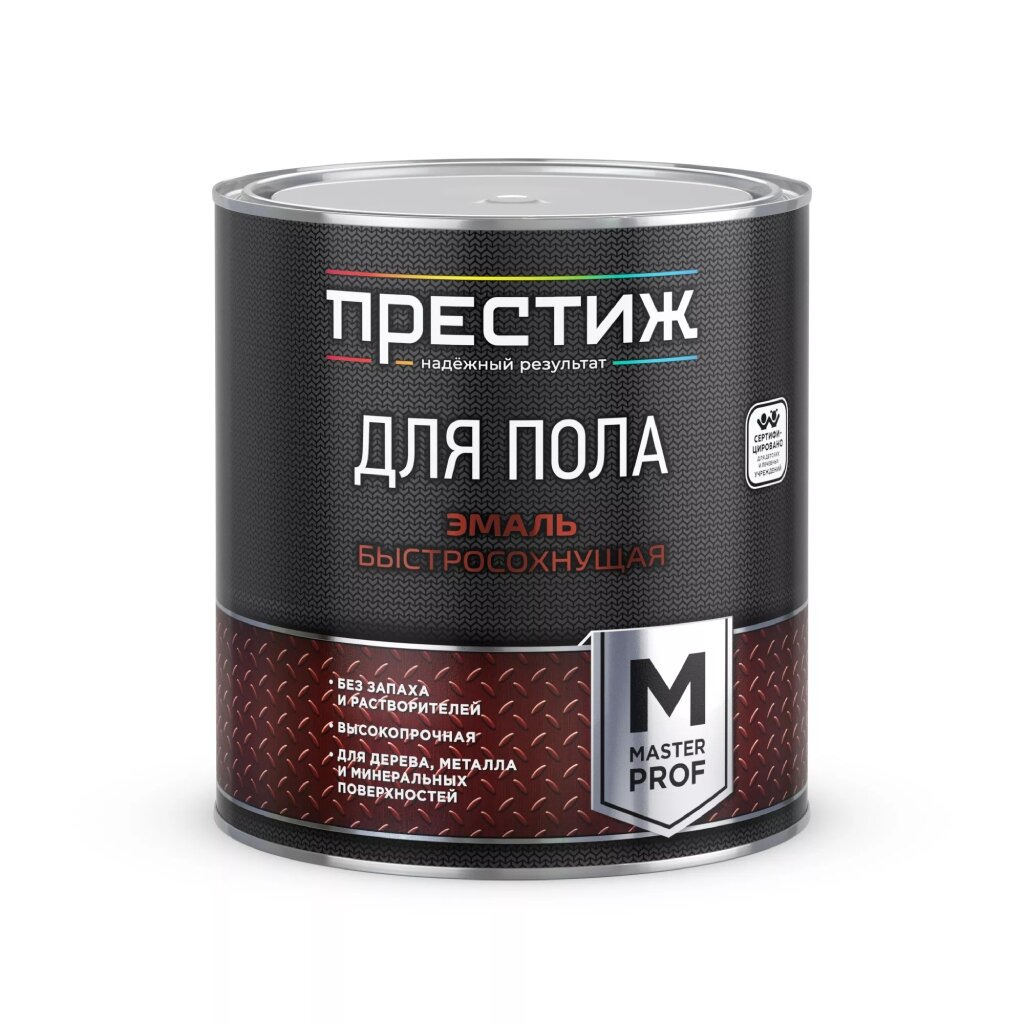 Эмаль для пола акриловая Престиж быстросохнущая серая 2,8 кг / 6