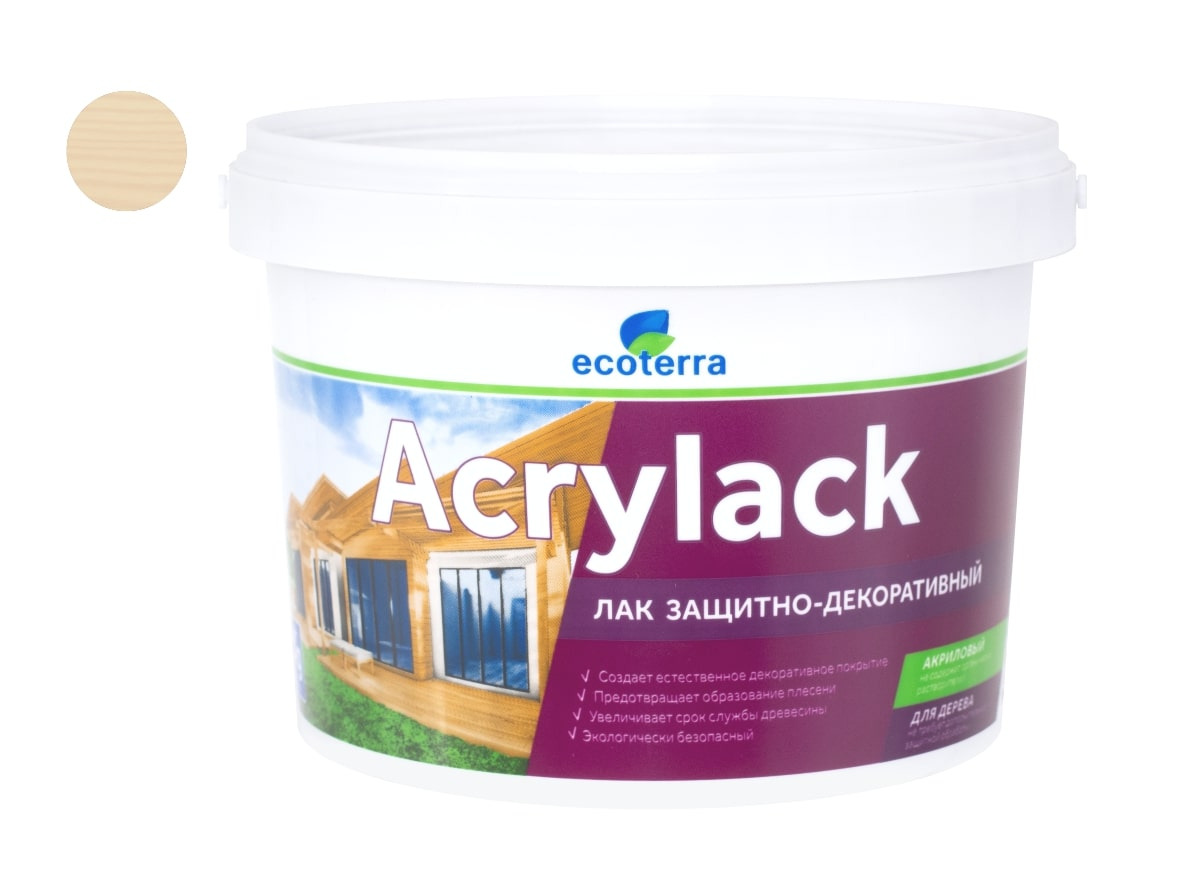 Лак защитно-декоративный водный ECOTERRA бесцветный 2,5 кг / 6