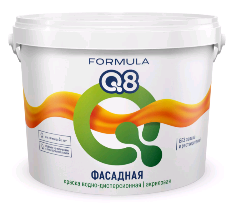 Краска фасадная ВД-АК Formula Q8 белая 2,7 кг / 4
