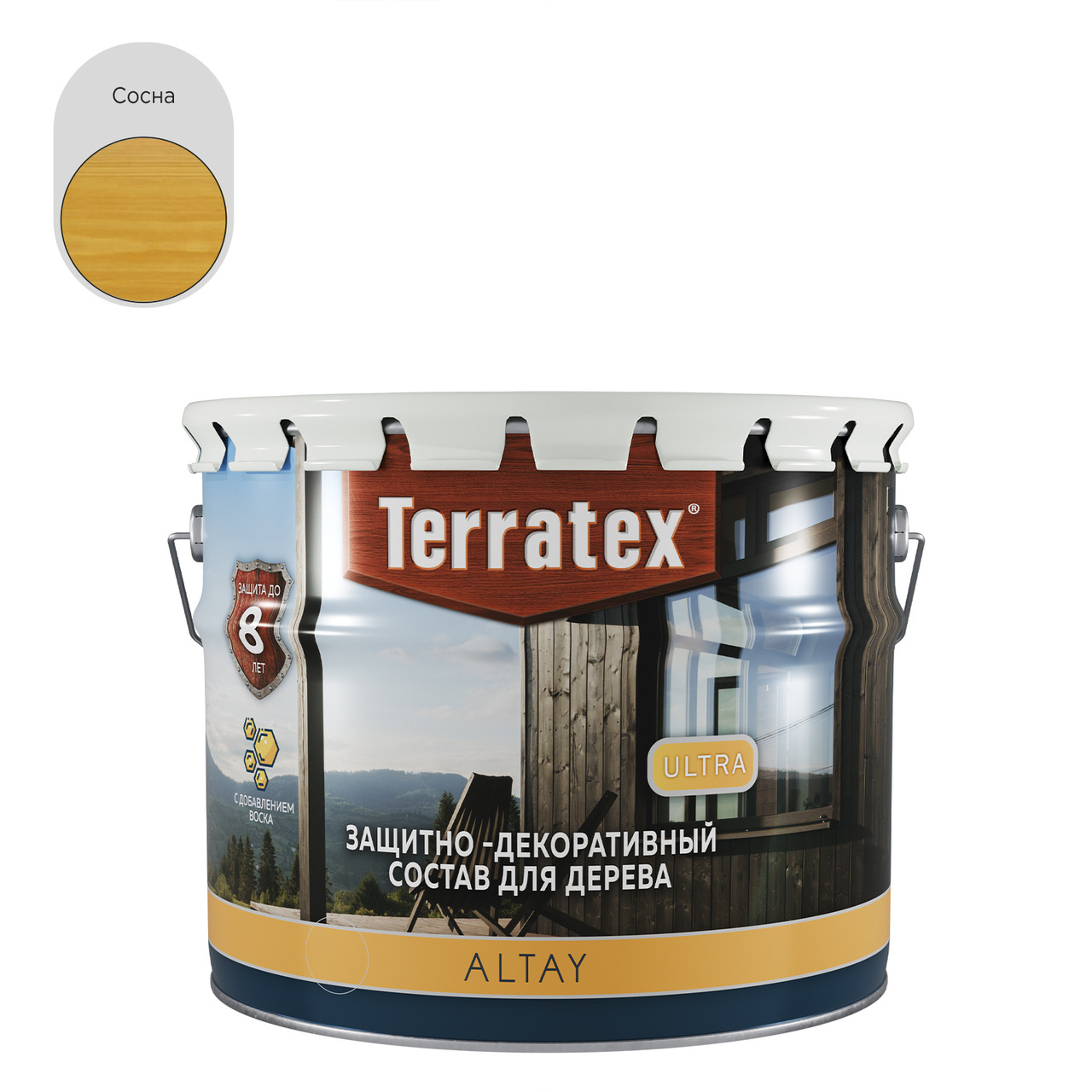 Деревозащитный декоративный состав Terratex ALTAY ULTRA сосна 2,25 кг / 2,7 л / 4