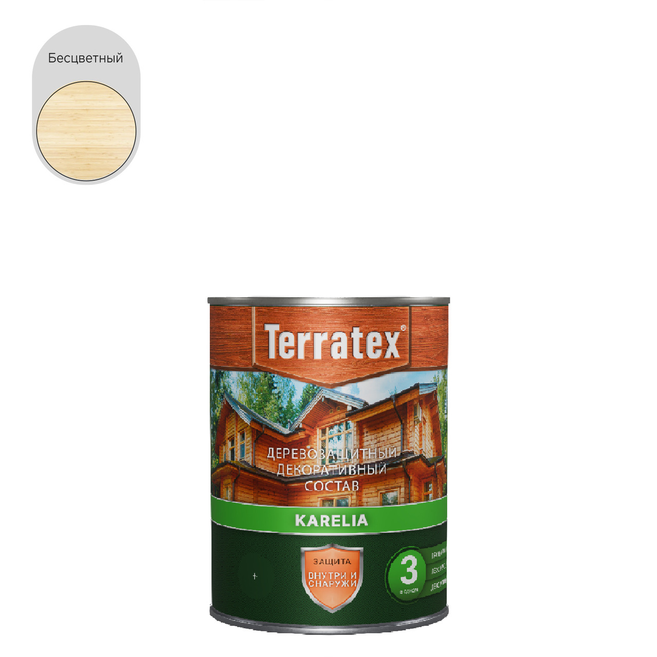 Деревозащитный декоративный состав Terratex KARELIA бесцветный 0,75 кг / 0,9 л / 14