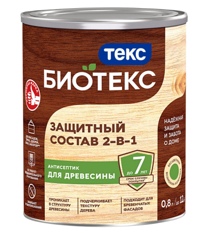 Антисептик для древесины 2 в 1 Текс Биотекс защитный алкидный вишня 0,8 л / 14