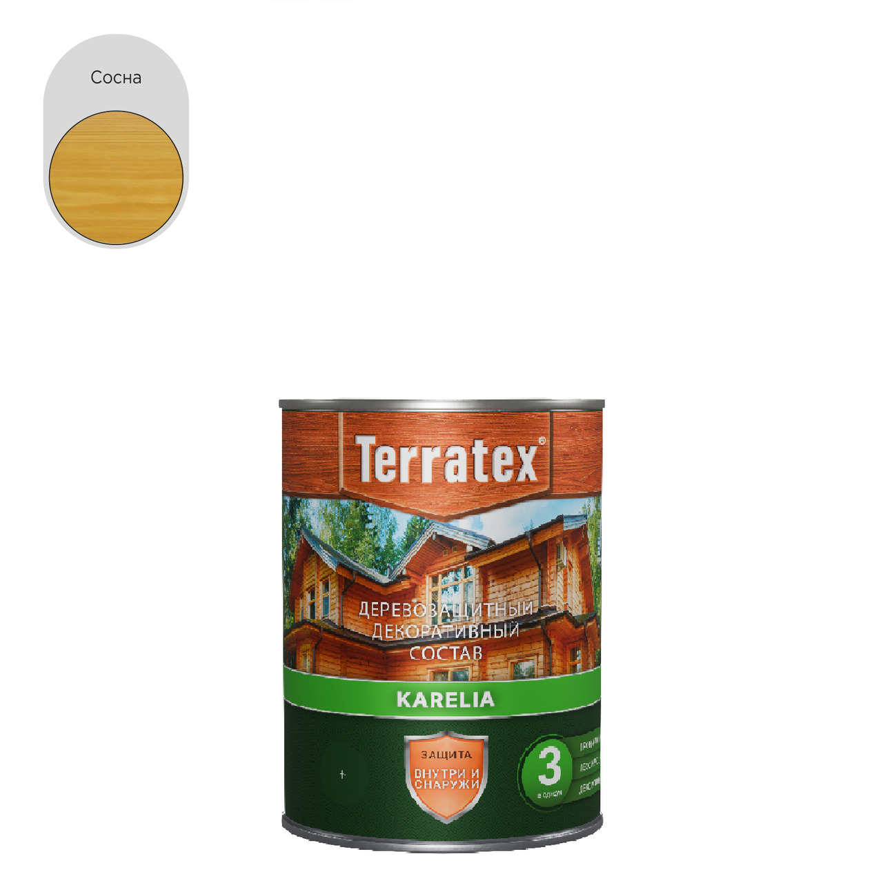 Деревозащитный декоративный состав Terratex KARELIA сосна 0,75 кг / 0,9 л / 14