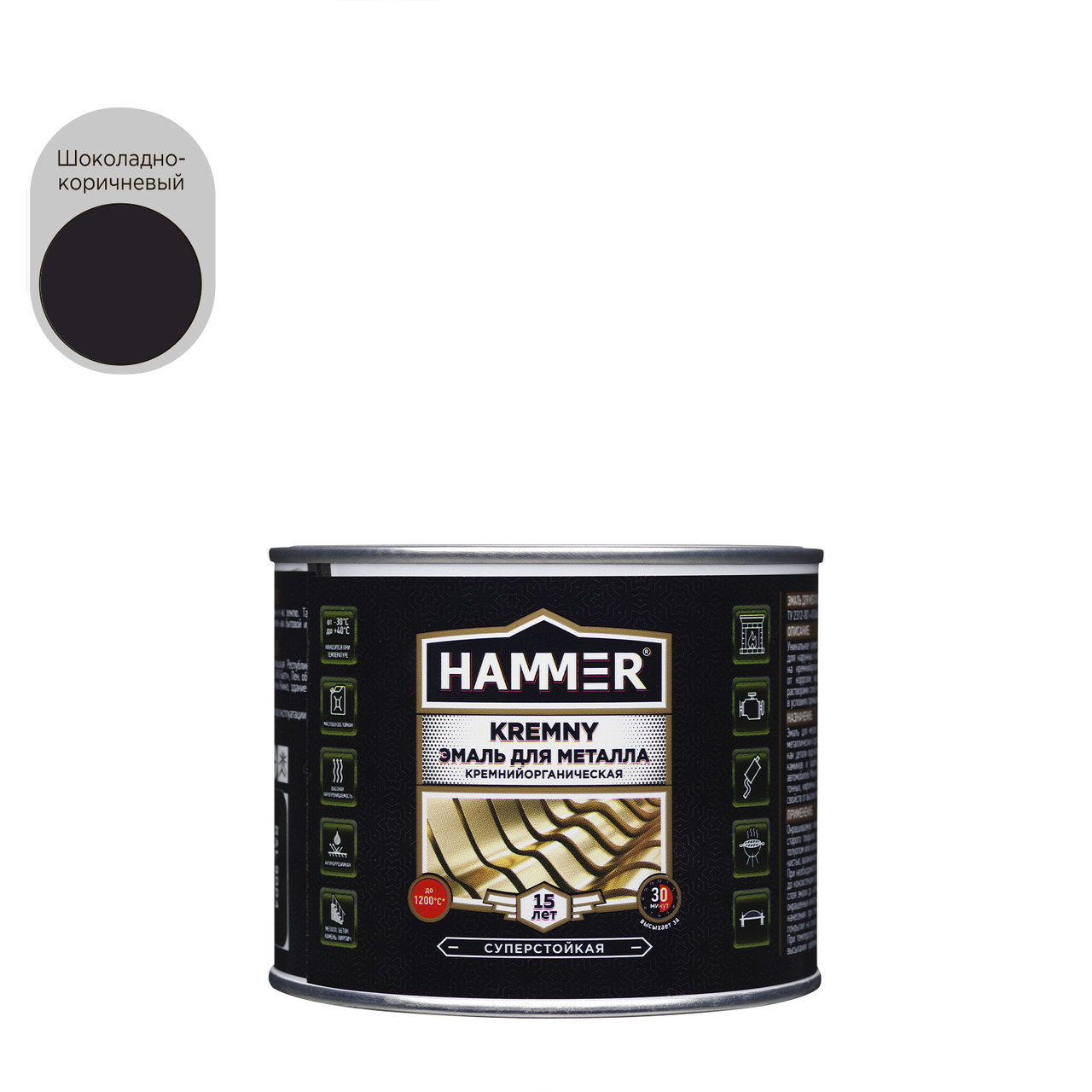 Эмаль по металлу КО Hammer Kremny RAL 8017 шоколадный 500С 0,4 кг /12