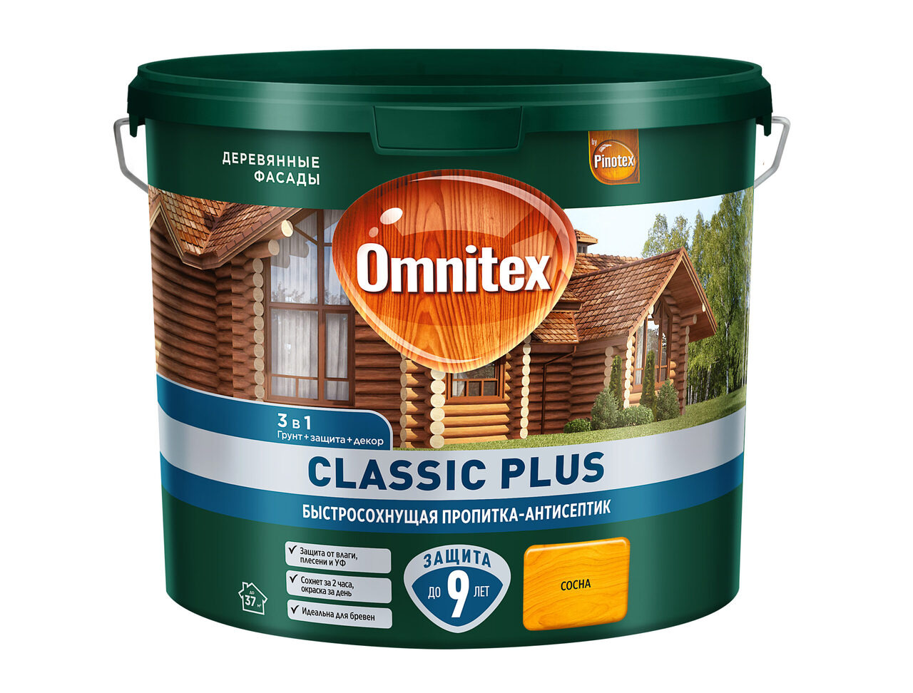 Пропитка-антисептик Omnitex Classic Plus 3 в1 быстросохнущая сосна 2,5 л / 1