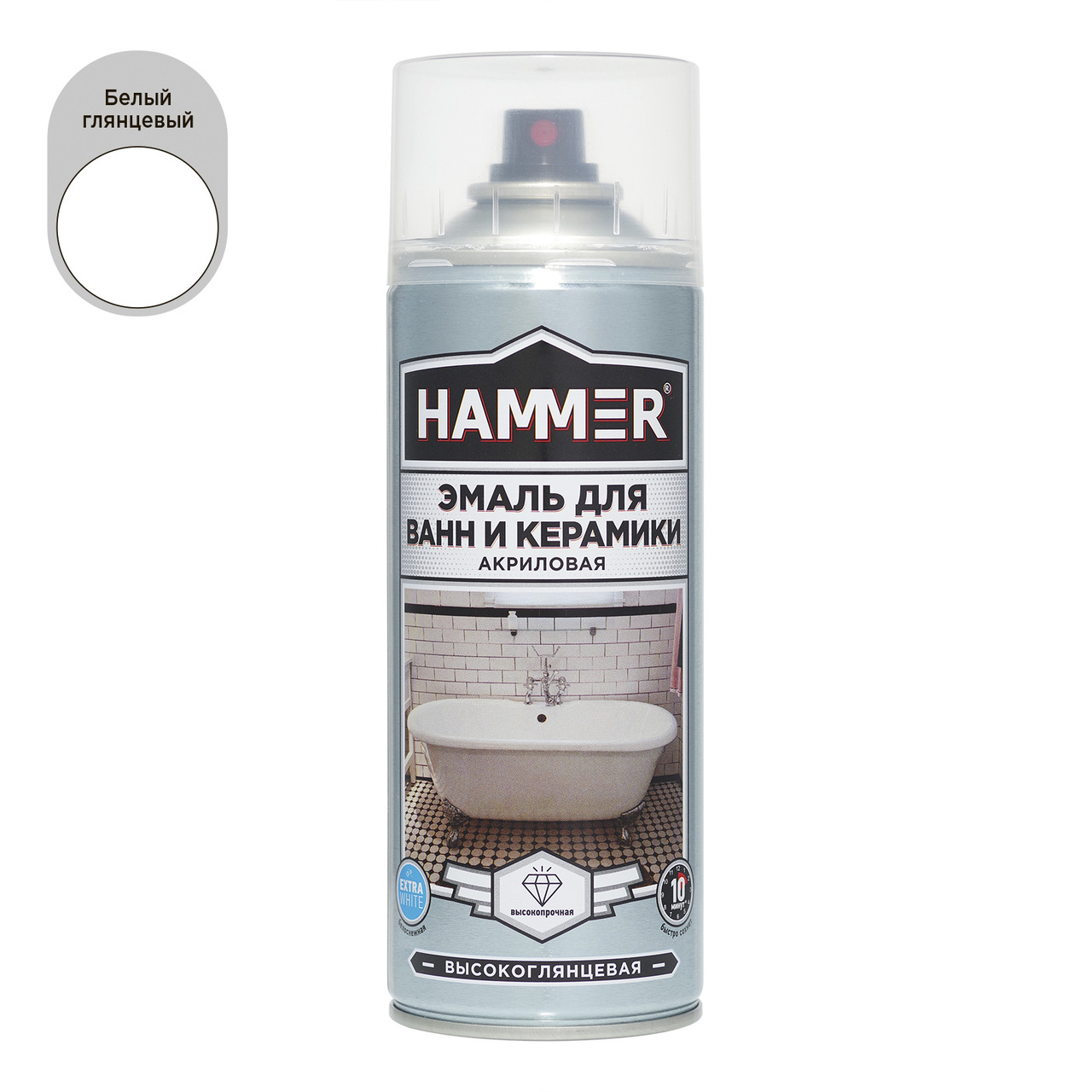Эмаль для ванн и керамики акриловая HAMMER белая 520 мл / 0,27 кг / 12