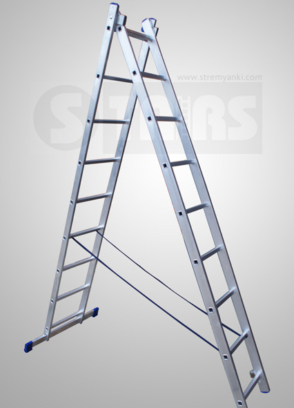 Лестница Stairs AL209 2-секционная 2х9 ступеней 252/420 см алюминиевая /1