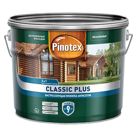 Пропитка-антисептик Pinotex Classic Plus 3 в 1 красное дерево 9 л / 1