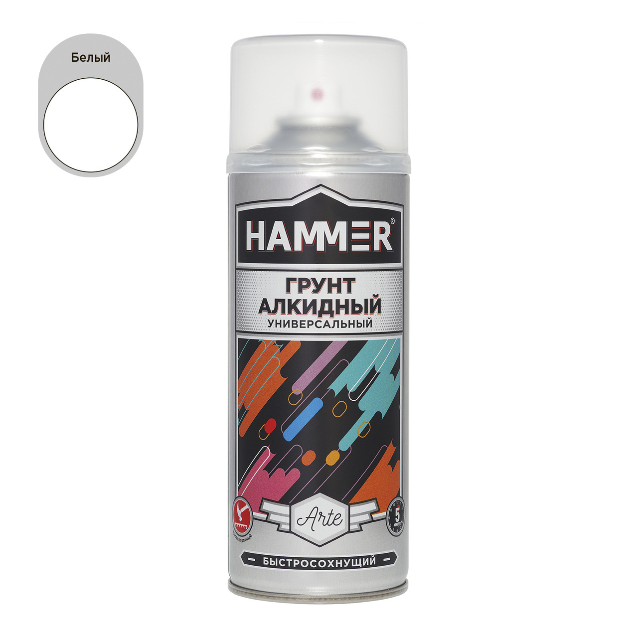 Грунт алкидный HAMMER белый аэроз, 520мл / 0,27кг / 12