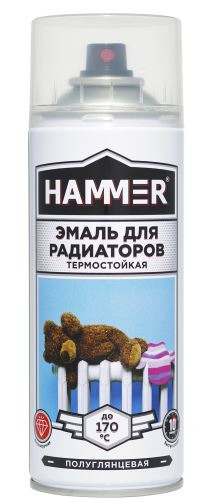 Эмаль для радиаторов акриловая HAMMER белая аэроз 520 мл / 0,27 кг / 12