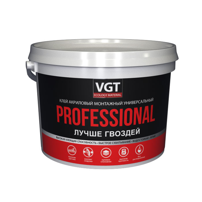 Клей универсальный ВГТ ремонтно-монтажный professional белый 3 кг / 4