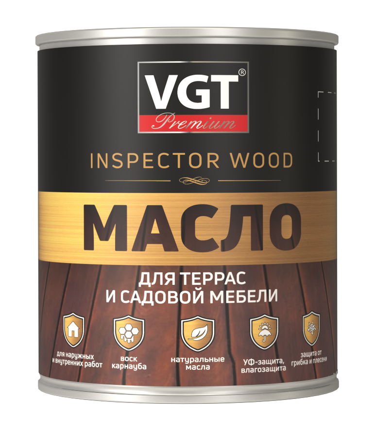 Масло для террас и садовой мебели VGT Дуб темно-серый 0,75 кг