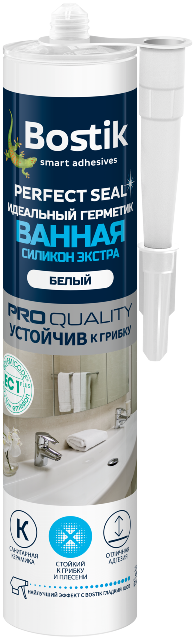Герметик идеальный Bostik ванная силикон экстра белый 280 мл / 12