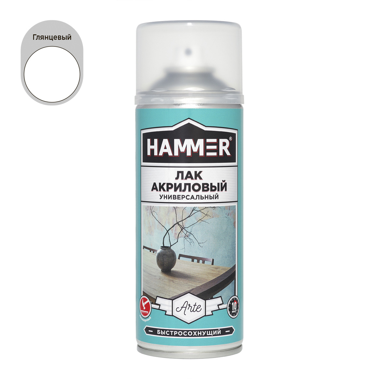 Лак универсальный акриловый HAMMER глянц аэроз 520 мл / 0,23 кг / 12