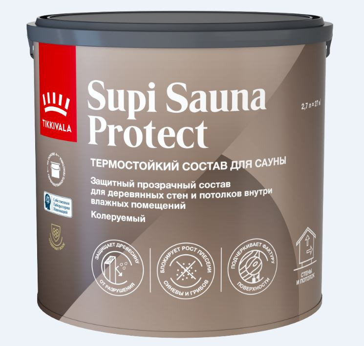 Защитный состав Tikkurila Supi Sauna Protect EP п/мат 2,7 л / 1